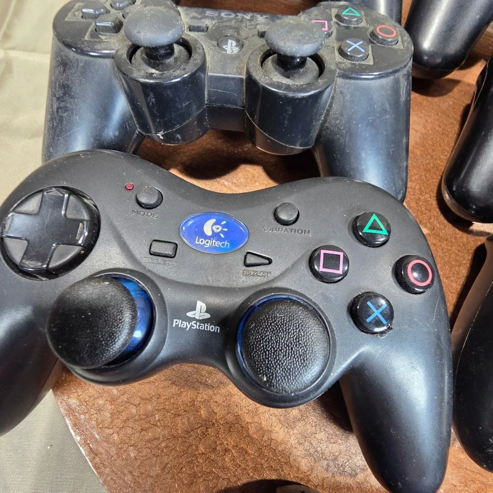 Lot of 7 PS3 Controllers Sony DualShock 3 Sixaxis Logitech Cordless Action Black